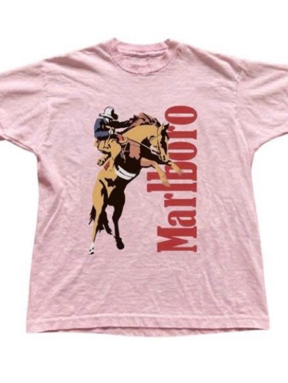 Marlboro Pink Short Sleeve Tee with Rodeo Horse Graphic